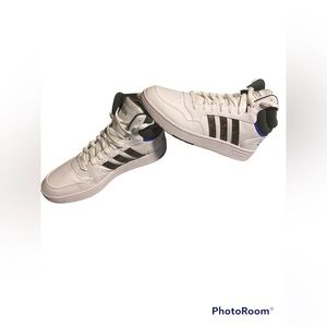 Men’s Adidas White w/Camo Stripe High Tops